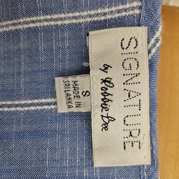 Signature by Robbie Bee Boho Blue and White Stripe Tiered Dress Bell Sleeve Sz S - Picture 9 of 12